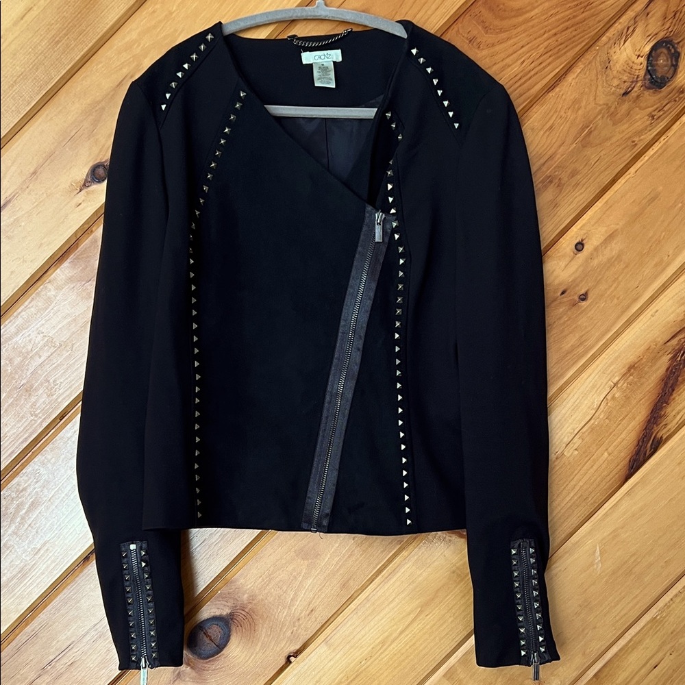Cache Black Studded Jacket Women’s Medium Y2K bikercore studded steampunk